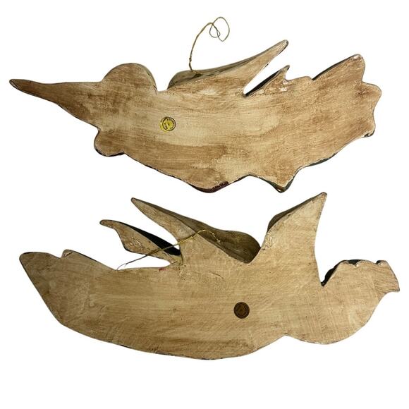 Vintage Holiday Paper Mache Hand Painted Angels in 3-D Wall Plaques - Picture 5 of 5